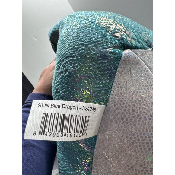 Large 20-Inch Blue Dragon Metallic Plush Toy With Red Ribbon By Walmart - Picture 6 of 8